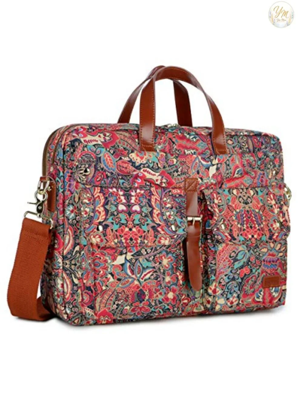 17 inch Laptop Messenger Bag Women Briefcase Canvas Unique Printing Business